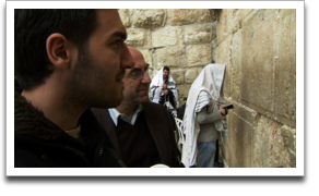 Rexhep Hoxha and his son Ermal at the Western Wall in Jerusalem. ©JWM Productions, LLC